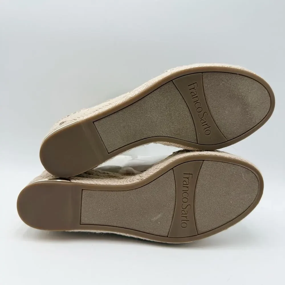 Franco Sarto Womens Clemens Espadrille Wedge Sandals US 8.5 M Beige Raffia NWOB